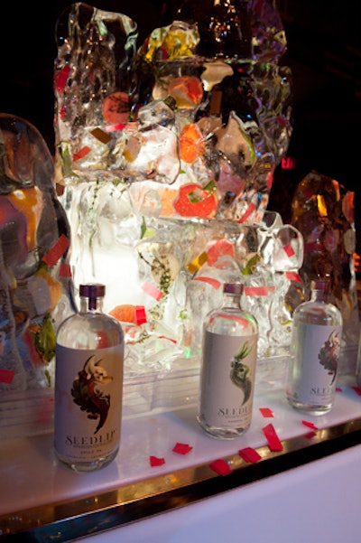 Guests were given ice picks to chisel away at an ice sculpture, from which they could make their own mocktails with Seedlip, a non-alcoholic spirit.
