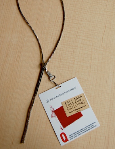 For New York Fashion Week in 2009, sponsor YKK—a zipper manufacturer—created unique lanyards for the badges every attendee needed to access the tent. Instead of a branded fabric strap, YKK supplied an oversize, functioning zipper, which gave attendees something to fiddle with while waiting for shows to start.