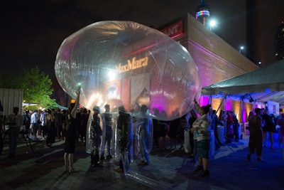 Guests were invited to join in the 'Conversation Bubble,' an installation by Ana Rewakowicz. The inflatable structure held five people at a time.