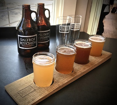 Concord, Massachusetts-based Saltbox Kitchen now offers its brewery beers in 2 1/2- and 5-gallon kegs for events. The brews are made using hops grown on Saltbox Farm, as well as with fruit, herbs, and vegetables harvested there. The brewery’s beer selection regularly includes Saltbox Prophecy Farmhouse Ale, Top Bracket IPA, and two rotating brews. In addition to selecting beers currently on tap, event hosts have the option to choose one of nine seasonal recipes (a 30-day notice is required). Plus, hosts can work with the brewers to concoct a custom recipe. Keg prices range from $50 to $100, depending on the size and A.B.V. Saltbox Kitchen serves the greater Boston area, the Berkshires, Cape Cod, New Hampshire, Rhode Island, and Vermont.