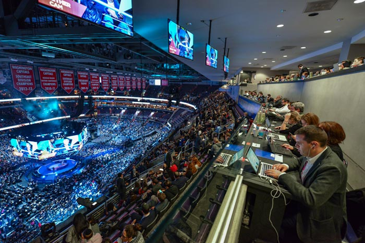 At the 2017 AIPAC Policy Conference at the Capital One Arena in Washington, D.C., Scott Circle Communications created a press area where media could file stories while watching the event.