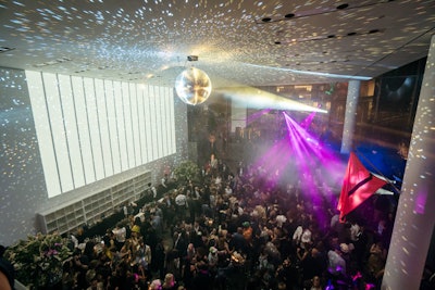 The after-party, which was held inside the Gund lobby, featured wall projections and minimal decor.