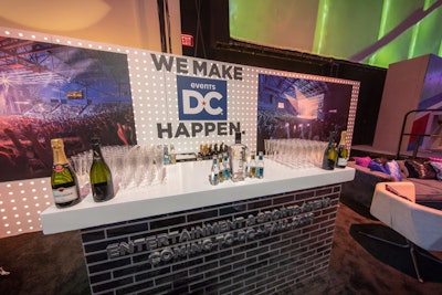 During the reception, a Design Foundry-designed area for event sponsor Events DC had a metallic bar and lounge that doubled as a promotion for its upcoming new entertainment venue.