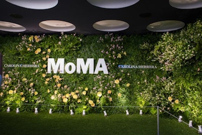 This year's on-theme step and repeat took on a more freestyle garden look as compared to the more manicured designs in years past. The event was made possible by support from Carolina Herrera.