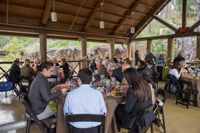 The Stilt House’s upper level overlooks the giant river otter pool and the harpy eagles.