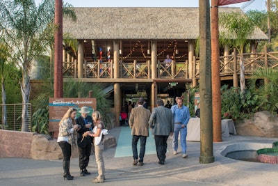 The two-story stilt house is the centerpiece of the Rainforest of the Americas exhibit.