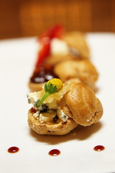 Pate a choux with blue cheese and honeycomb buzz button, by Truffleberry Market in Chicago.