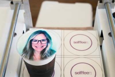 Guests could sip an iced latte personalized with their own image from Selffee.