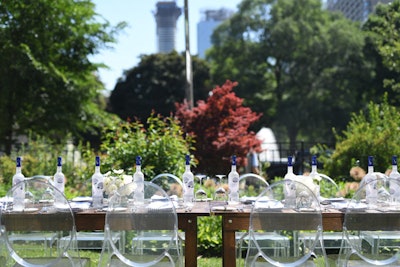 In Toronto, the dinner, which took a limited number of reservations, took place at a long table decorated with white florals and the limited-edition Riviera bottles.