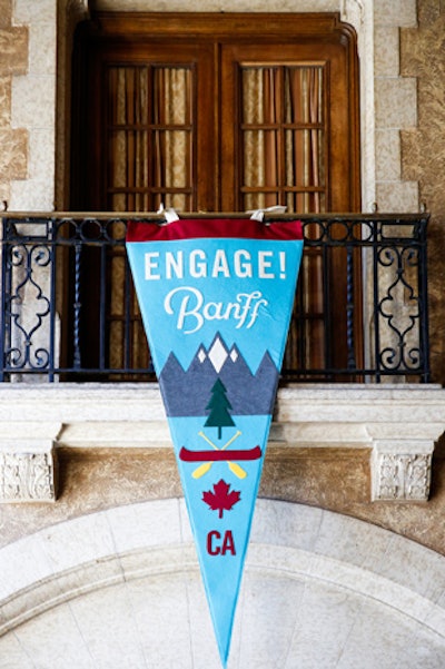 Local Banff artisan Yoho & Co. created custom 80-inch oversize pennants that were hand sewn and hung at different touch points during the event.