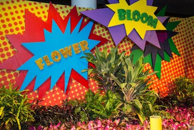 At the Macy’s Spring Flower Show, held in Chicago in April 2015, a Pop Art garden featured moss and plants that spelled out the words 'bloom' and 'flower' in comics-like signage.