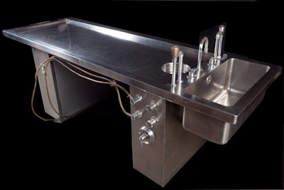 Stainless steel autopsy table, $330 per week, available for pickup only in Los Angeles from Dapper Cadaver