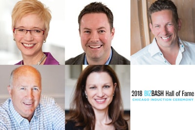 BizBash Hall of Fame inductees are (top row): Katie Callahan-Giobbi; Dan Brice; Alexander deHilster; and (bottom row): Jim Horan and Barbara Siska.