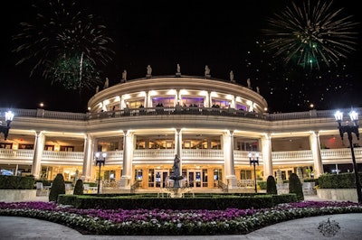 Fireworks for an event in the Crystal Ballroom Terrace