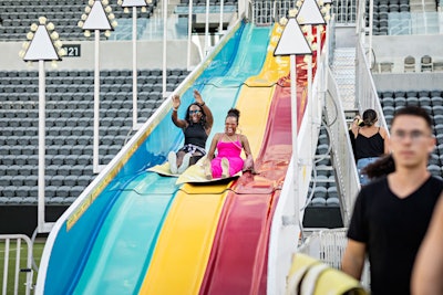 Guests could take a turn on a large colorful slide.