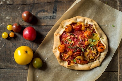 Heirloom Tomato Crostata with Sicilian Olive Oil.