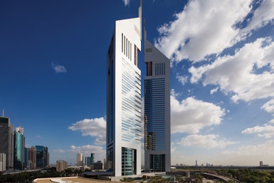 Jumeirah Emirates Towers in Dubai, United Arab Emirates, boasts eight meeting suites located across seven floors that are equipped with Wi-Fi connectivity, state-of-the-art projector screens, and specially designed conference tables that offer unobstructed city views during presentations. As for teambuilding activities, groups can book either a morning or evening desert safari. Evening safaris can include dinner, a belly dancing performance, and a traditional shisha pipe experience. Groups can also book a hot-air balloon tour.
