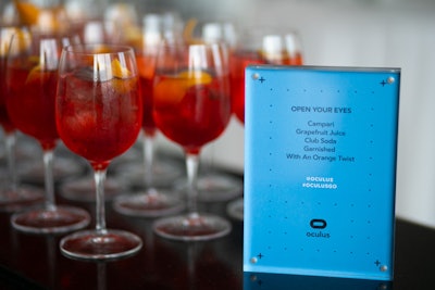Additional cocktails included the 'Open Your Eyes,' which consisted of Campari, grapefruit juice, club soda, and an orange twist.