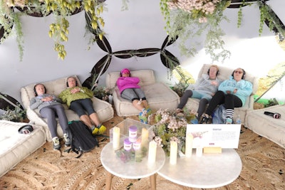 The Dream Dome offers a shaded area where guests can partake in guided meditations and learn about Valerian root, a key ingredient in the Swisse Sleep supplement.