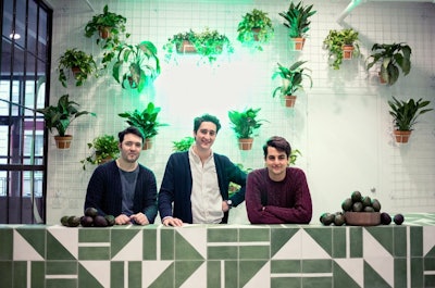 L to R: Alberto Gramigni, Alessandro Biggi, and Francesco Brachetti on opening day of the first Avocaderia location in Brooklyn.