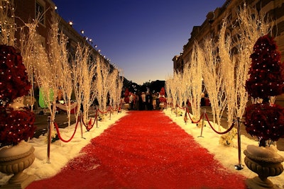 Even Santa would love this wintery red carpet entrance.