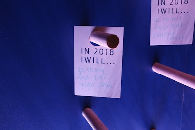 To launch its new EcoSport, Ford held an experiential event in January 2018 in New York. Produced by Civic Entertainment Group, the event showcased life hacks for traveling, cooking, organizing, and more. Attendees completed the phrase 'In 2018 I will...' and added their hang tags to a giant display board.