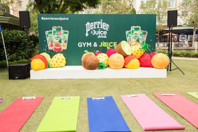 To celebrate the launch of Perrier & Juice, a new product made with mineral water and real fruit juices, Perrier hosted a “Gym & Juice” pop-up at the Americana at Brand in Glendale in late August. A partnership with Y7 Studio, the event featured Vinyasa yoga sessions, live DJs, and fruit-theme photo ops.