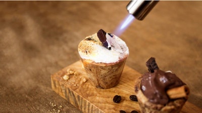 This fire torched S’moregasm Cookie Cup. It’s the most delicious way to garnish a cocktail!