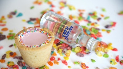 Wild Child Punch: is comprised of a Birthday Cake Cookie Cup filled with Fruity Pebbles Cereal milk vodka punch.