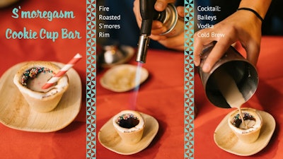 S’moregasm Cookie Bar: cocktails shaken onsite, marshmallow torched onsite, Sip. Bite. Enjoy.