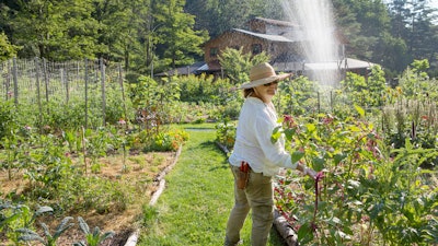 Horticulturist Lisa in the garden