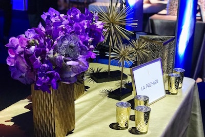 L.A. Premier will return as the events' floral designer, providing a variety of flowers and metallic accessories for the tables.