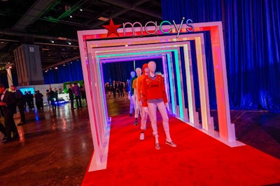 Sponsor Macy's created a display of clothing accented by glowing rainbow panels.