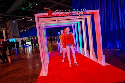 Sponsor Macy's created a display of clothing accented by glowing rainbow panels.