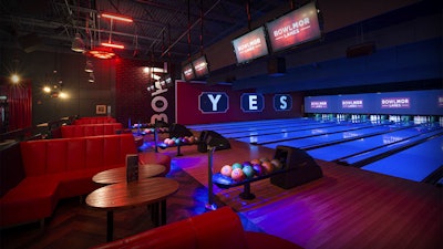 Blacklight Bowling at its Best: the lanes at Bowlmor Chelsea Piers.