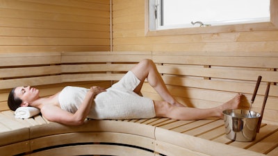 Lying down in sauna