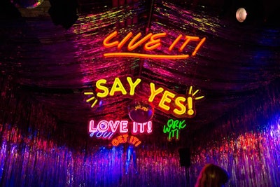 In collaboration with House of Yes, the “Inner Beauty Ball” featured a nightclub vibe with neon signage and a DJ booth.