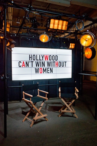 Guests could take a seat in director’s chairs in front of marquee signage at the space devoted to Shatterbox, a new series by Refinery29 and TNT that aims to empower female storytellers in Hollywood.