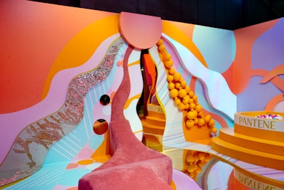 Pantene interpreted a good, flowing hair day with this psychedelic space that included a ball pit.