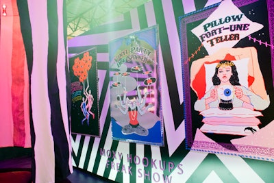 The Moxy Play House evoked the playful nature of the Marriott’s Moxy Hotels with a vintage carnival fun house setting.