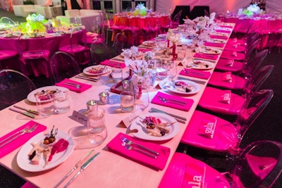 In February 2017, the Norton Museum of Art in West Palm Beach, Florida, had a hot pink color scheme for its annual gala. The bold color was used for everything from the table linens and seat cushions down to the gala programs.