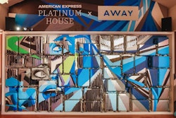 American Express held its first international Platinum House at London Fashion Week in September. Graffiti artist Jay Caes created a Brick Lane-inspired mural on a wall composed of Away suitcases. Throughout the weekend, guests received complimentary luggage stickers and could shop select items from the luggage brand's 'travel uniform' program.