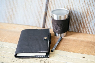 Emboss your logo on this premium, reusable leather journal handcrafted in Haiti