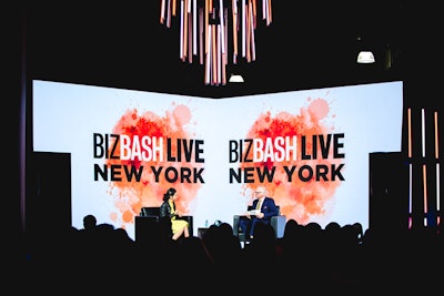 Author Priya Parker and BizBash C.E.O. David Adler discussed the art of creating meaningful gatherings at the Event Innovation Forum at BizBash Live: New York. Later, in a masterclass session, Kevin Mignone of KM Productions shared how his team created the stage.