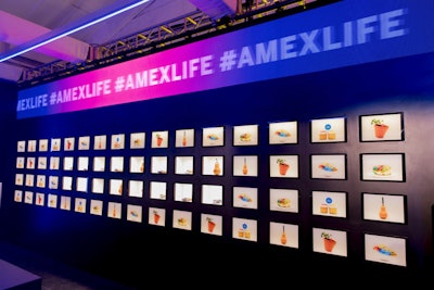 American Express celebrated the launch of its new marketing campaign “Powerful Backing: Don’t Live Life/Don’t Do Business Without It' with an event in New York in April. A food wall invited guests to pick from trendy foods such as rainbow bagels, edible cookie dough, and purple noodles.
