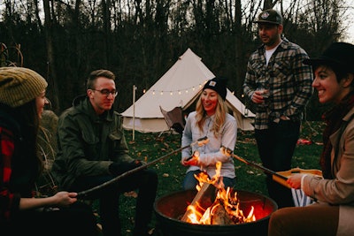 The Campfire Experience is an adventure company that specializes in creating upscale experiences for brands such as farm-to-table dinners, branded experiences at festivals, or villages made of tented lounges, bars, and bedroom suites. The company has worked with brands like Goose Island Beer Co., Men's Journal, and Abercrombie & Fitch; the team is able to travel across the country and boasts two regional hubs in Columbus, Ohio, and Boulder, Colorado. Pricing for event design and production begins at $5,000, while a basic bedroom suite rental begins at $800. The Campfire Experience’s pop-up glamping hotel option, which is popular among planners, begins at $6,500.