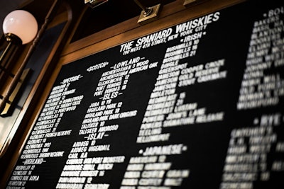 The Board, over 100 selections of aged and rare whiskeys