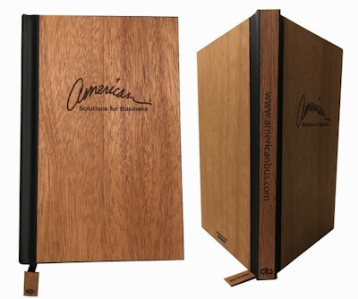 Custom branded wood journal - for each journal purchased, a tree is planted