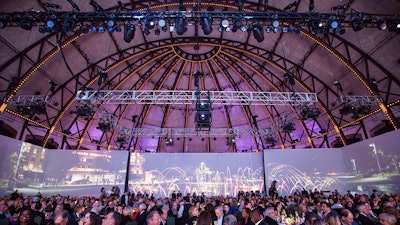 Large Projected Video Walls with Rigged Truss Lighting