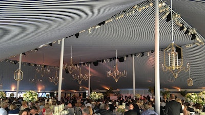 Tent With Frost Chandeliers And Lighting